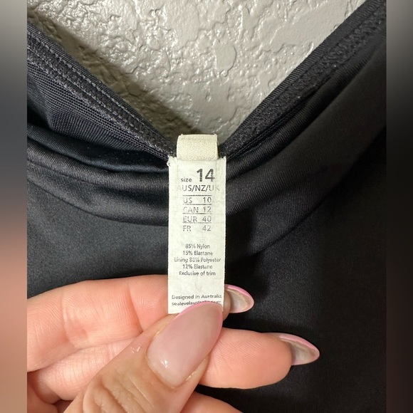 SEA LEVEL SWIM Eco‎ Essentials Square Neck One Piece 14 Black - Picture 9 of 11